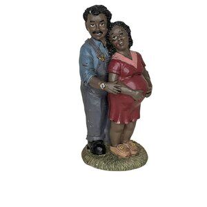 Young's Inc. African Pregnant Woman with Man In Loving Embrace VTG